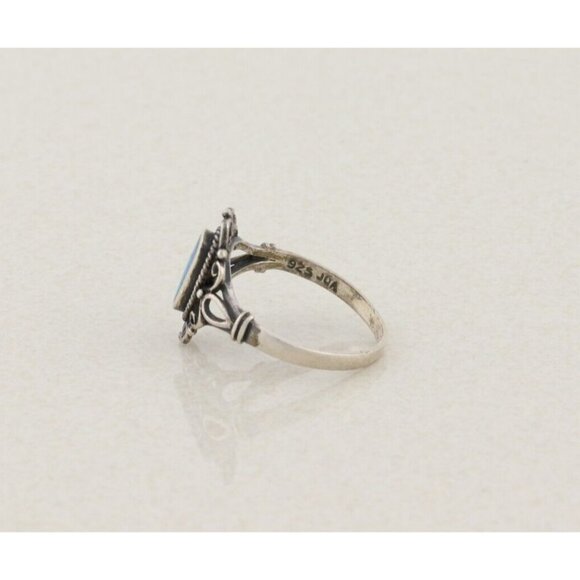 Sterling Silver Natural Turquoise Ring Size 8 - Picture 7 of 8